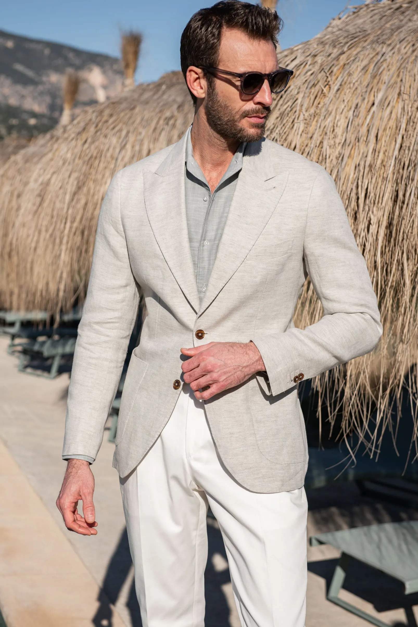 green_chambray_cotton_shi_2.webp Green chambray cotton shirt - Made in Italy