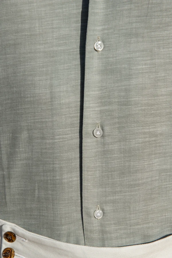 Green chambray cotton shirt - Made in Italy