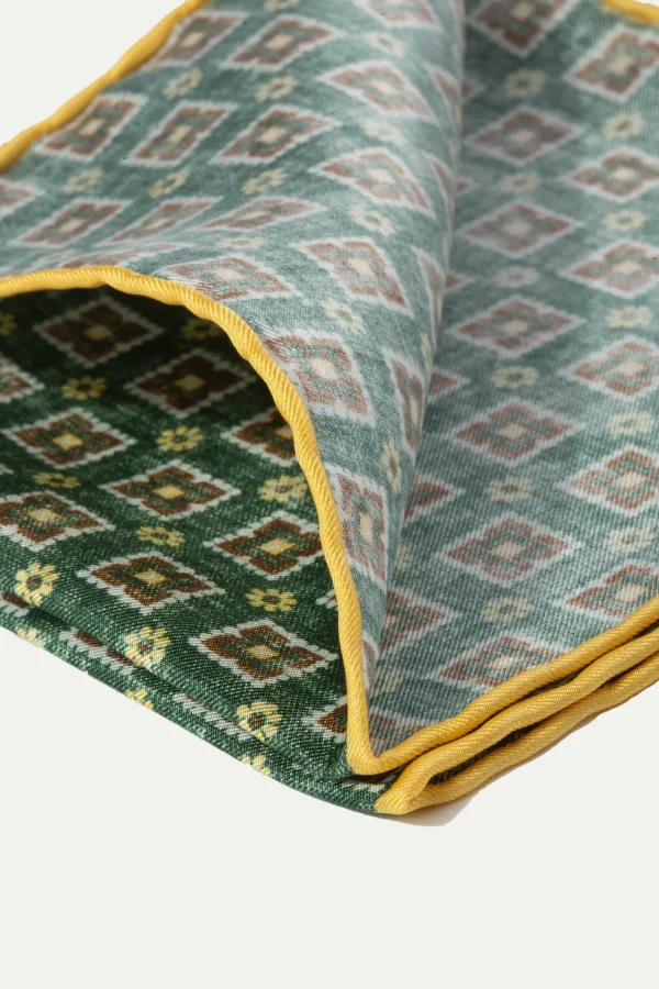 Green fancy pocket square - Made in Italy