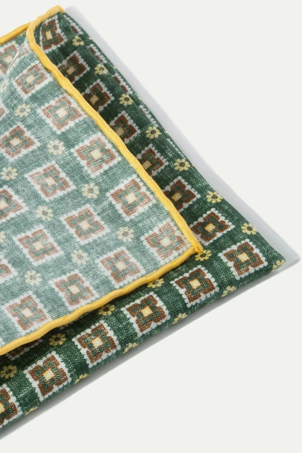 Green fancy pocket square - Made in Italy