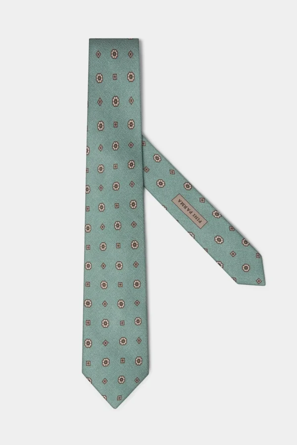 Green fancy silk tie - Made In Italy