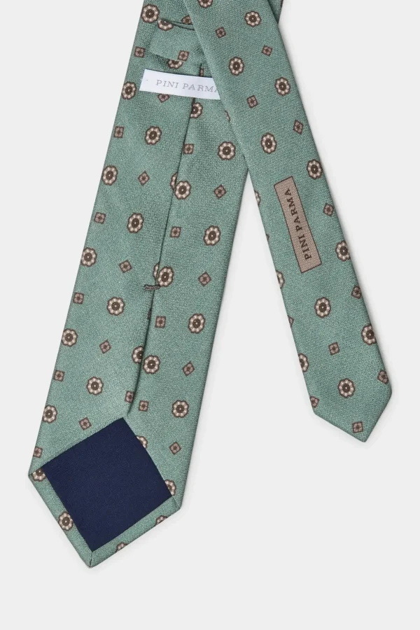 Green fancy silk tie - Made In Italy