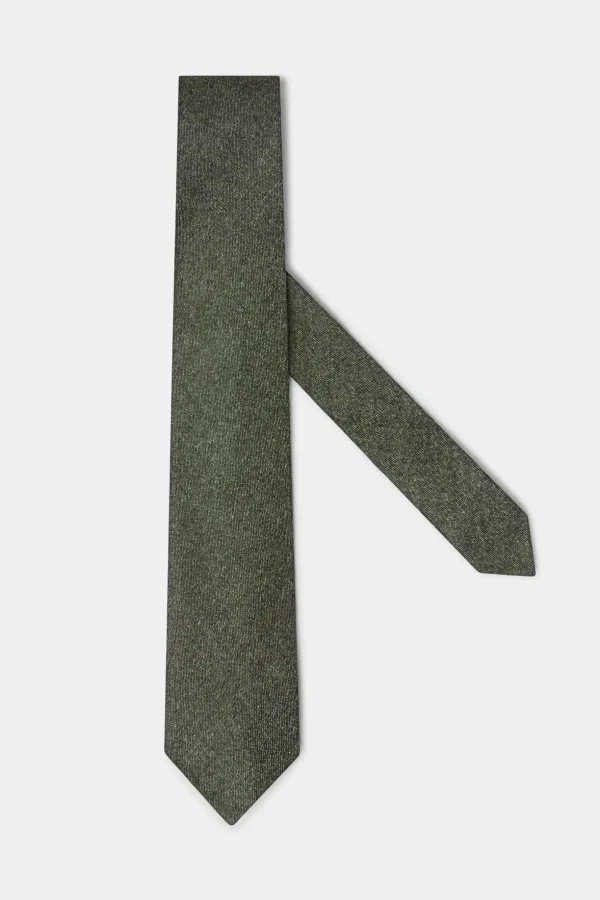 Green flannel tie - Made In Italy