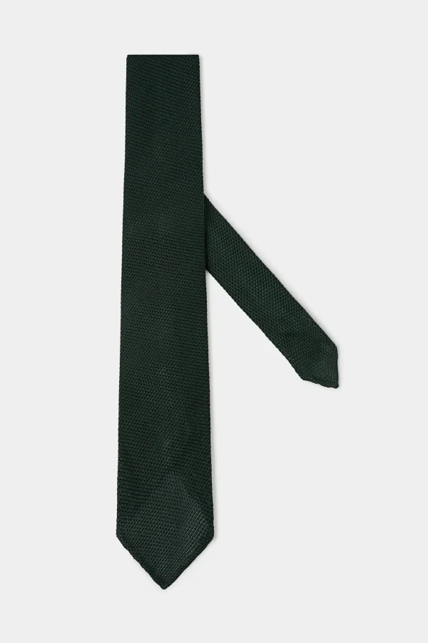 Green grenadine silk tie - Hand Made In Italy