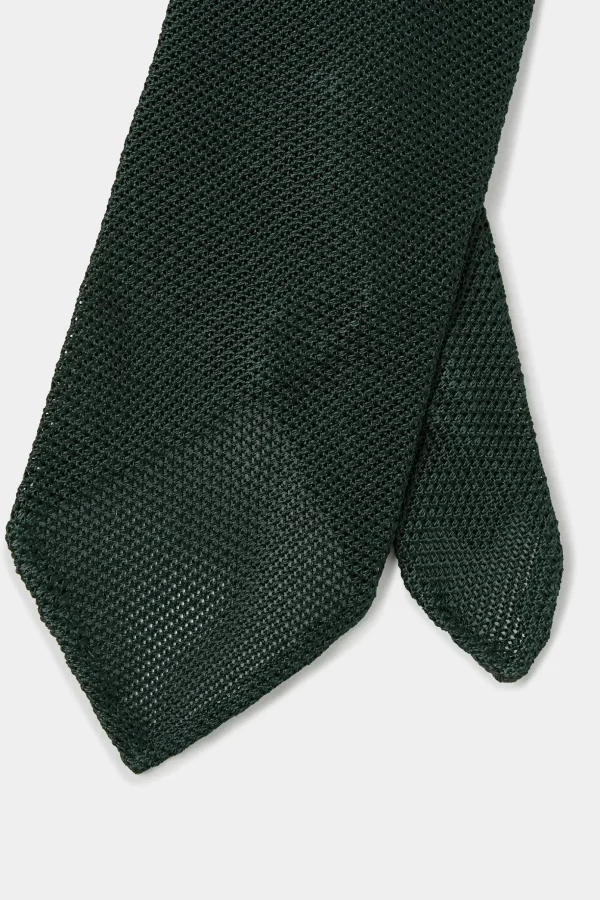 Green grenadine silk tie - Hand Made In Italy