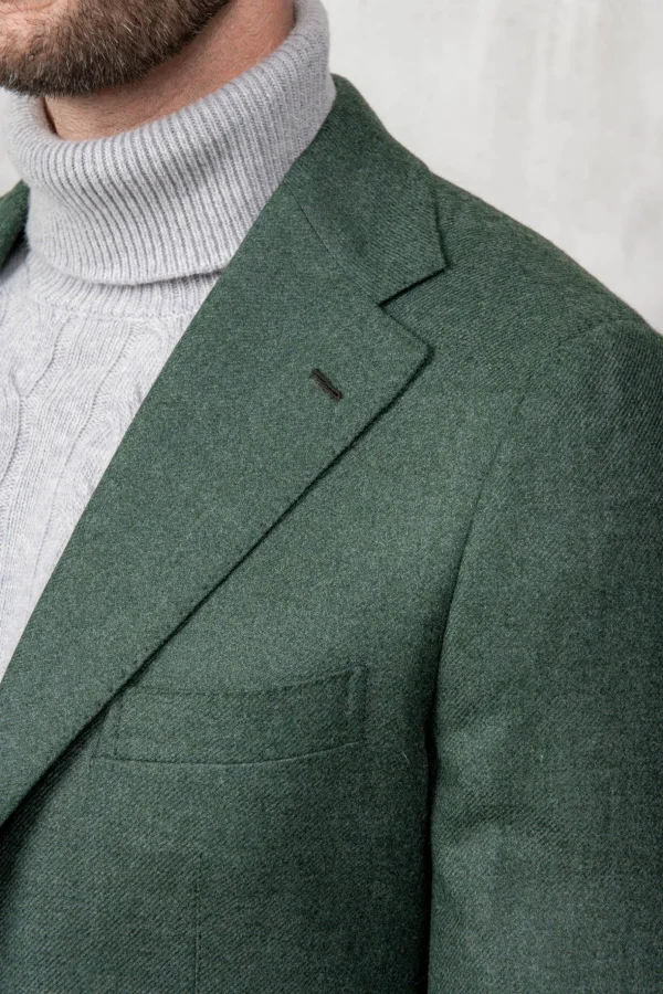 Green jacket in wool and cashmere - Made in Italy