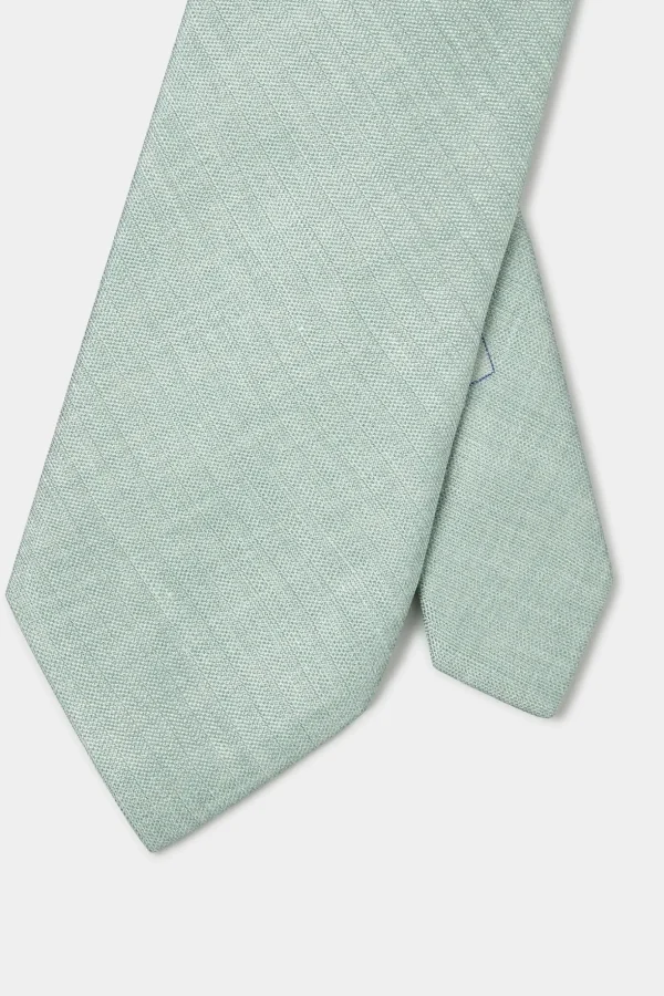 Green linen and silk tie - Made in Italy