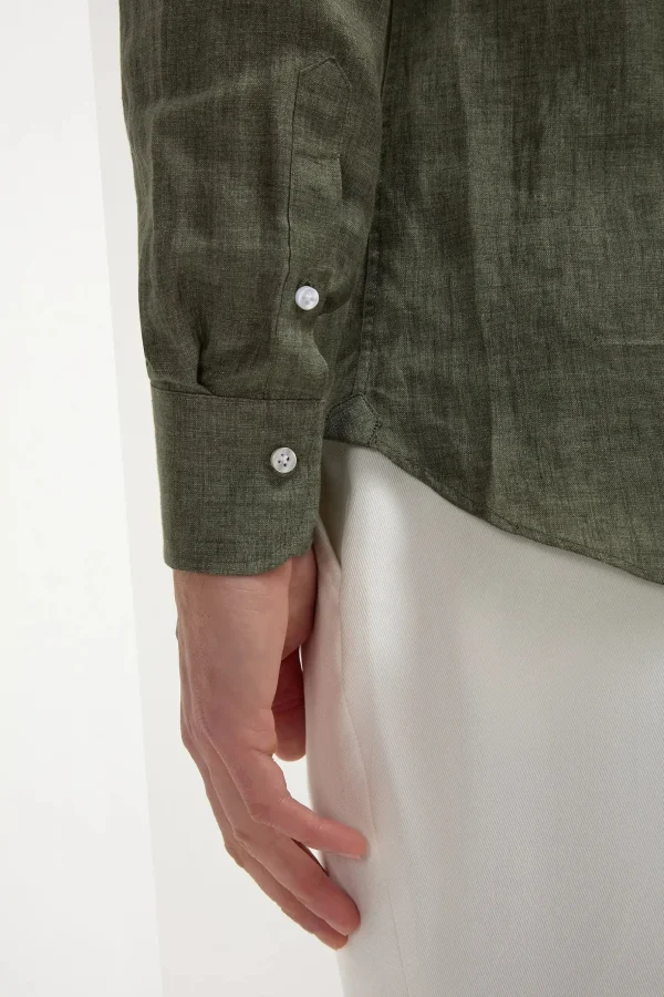 Green linen shirt - Made in Italy