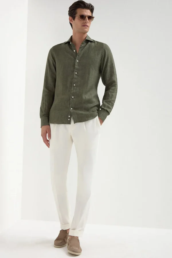 Green linen shirt - Made in Italy