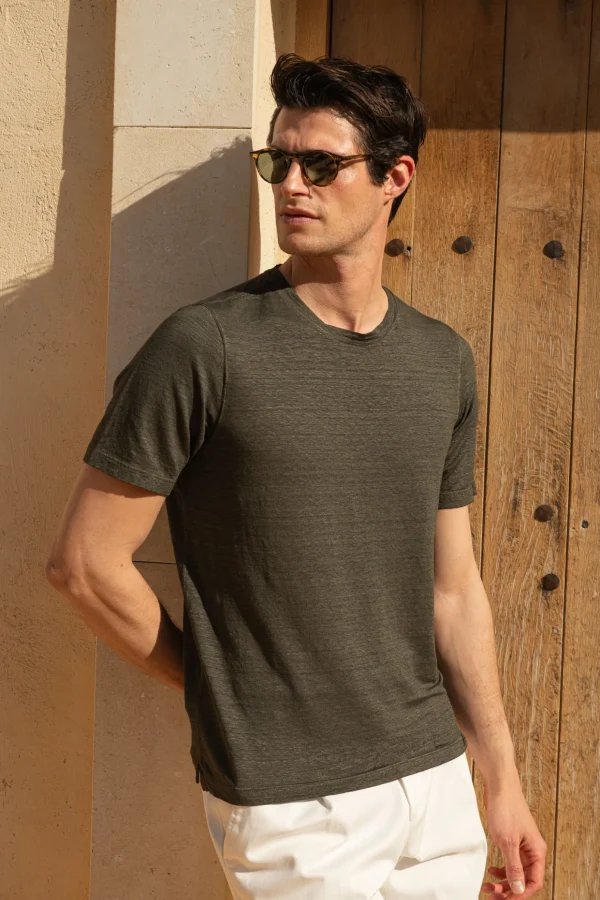 Green linen t-shirt - Made in Italy
