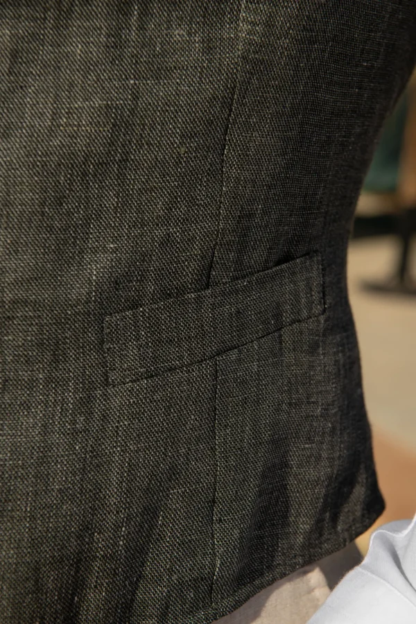 Green linen waistcoat - Made in Italy