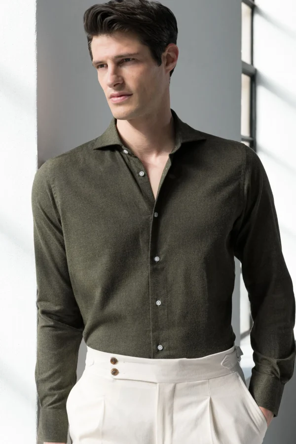 Green Shirt - Flannel Touch - Made in Italy