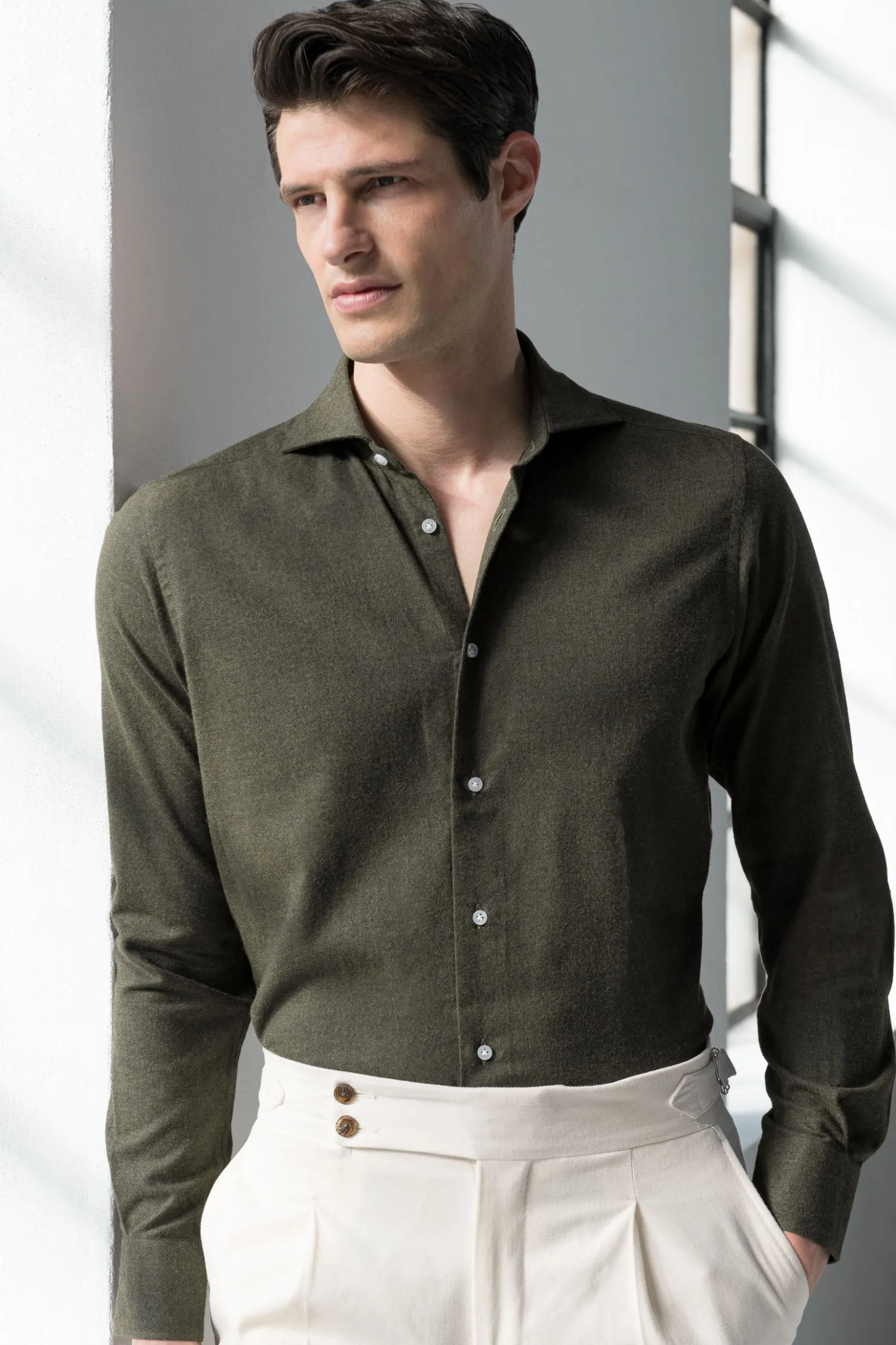 green_shirt__flannel_touc_0.webp Green Shirt - Flannel Touch - Made in Italy