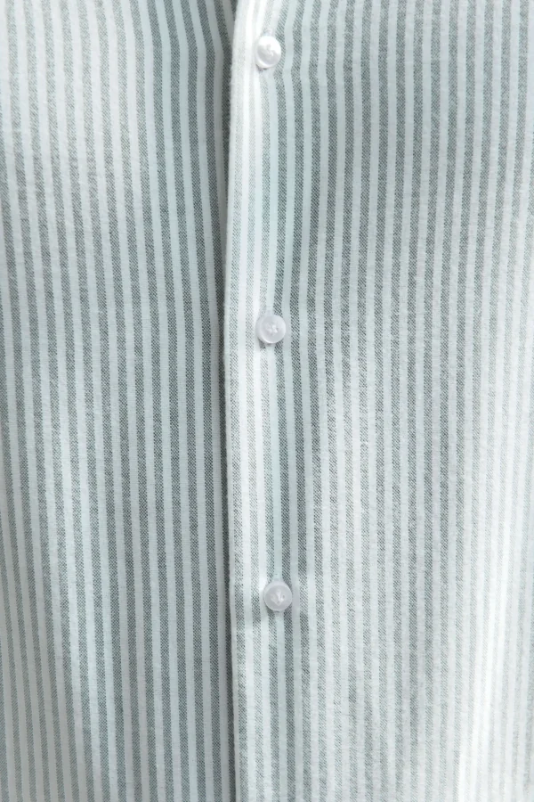 Green striped soft oxford button down shirt - Made In Italy