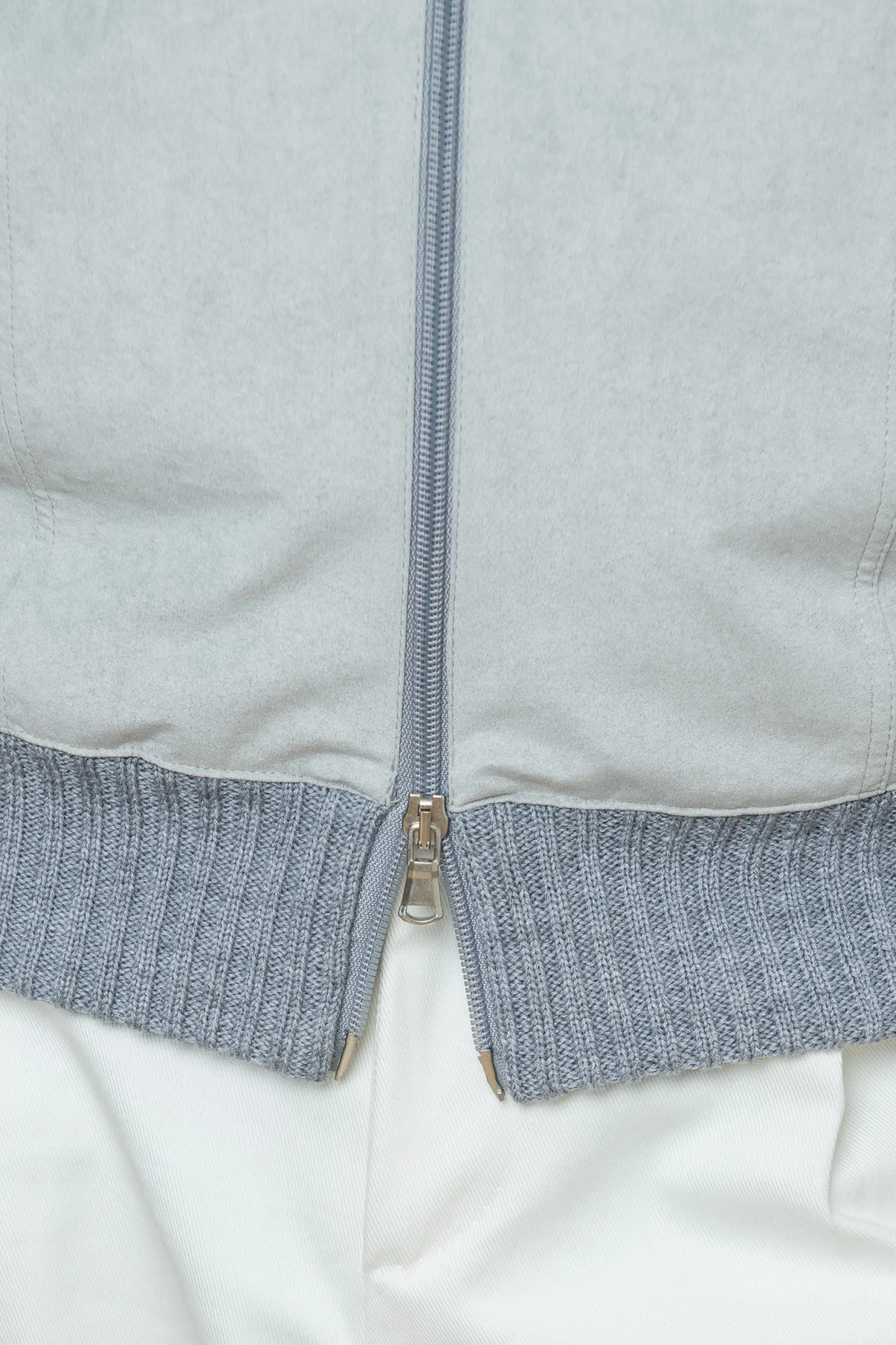 grey_and_light_grey_cardi_2.webp Grey and light grey cardigan - Alcantara & wool - Made in Italy