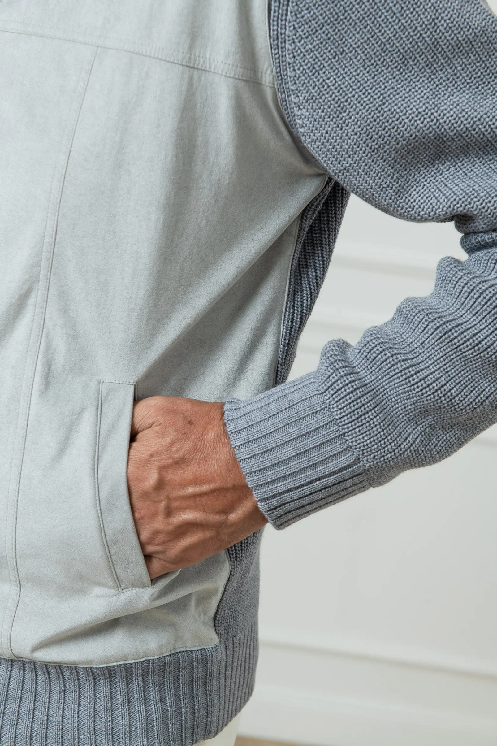 grey_and_light_grey_cardi_3.webp Grey and light grey cardigan - Alcantara & wool - Made in Italy