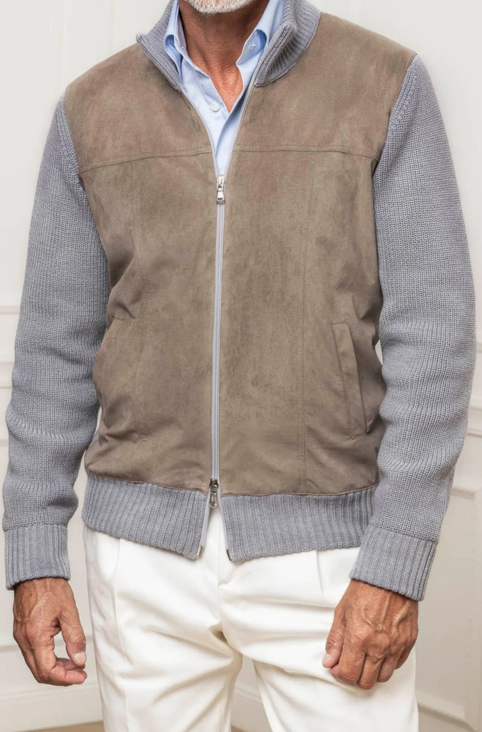 grey_and_taupe_cardigan___0.webp Grey and taupe cardigan - Alcantara & wool - Made in Italy