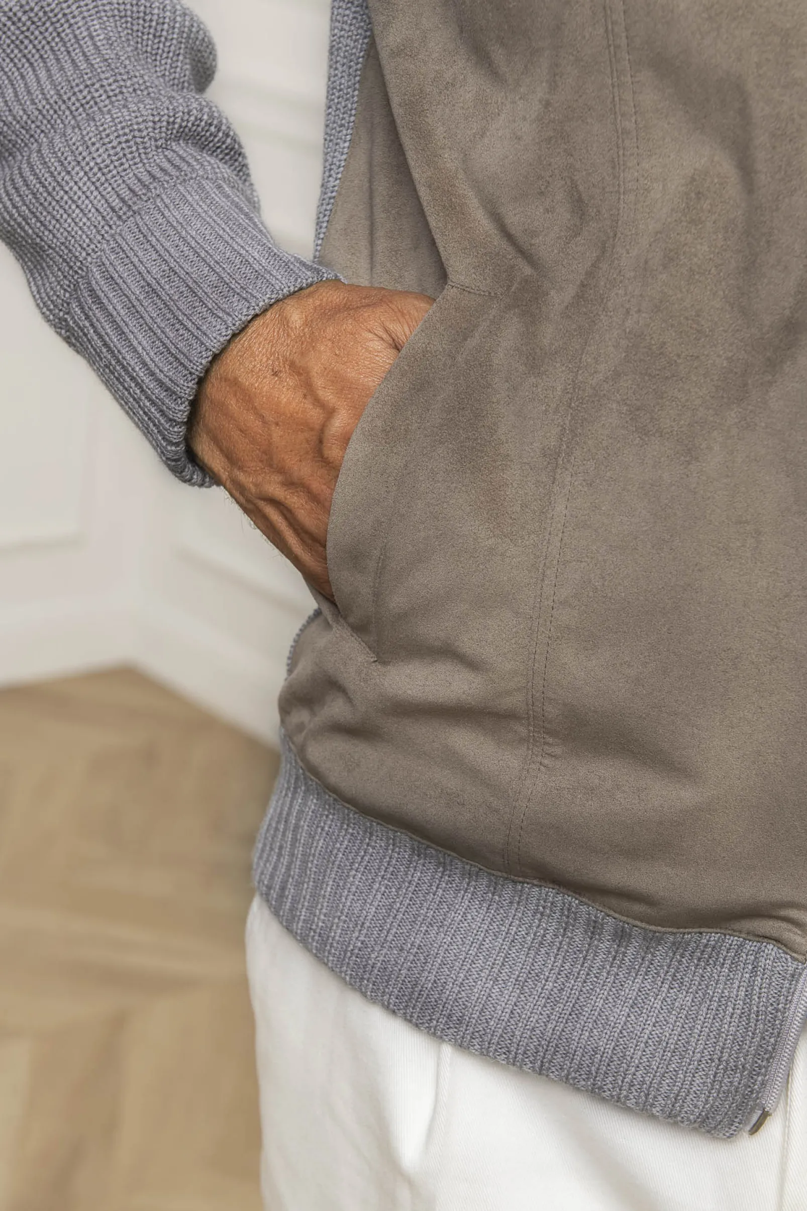 grey_and_taupe_cardigan___2.webp Grey and taupe cardigan - Alcantara & wool - Made in Italy