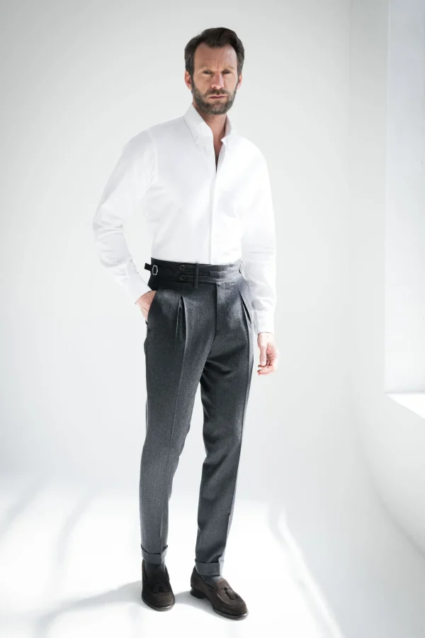 Grey flannel Limited Edition trousers - Made in Italy