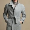 Grey herringbone Raglan coat – Made in Italy