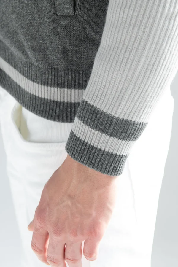 Grey knitted college bomber - Made in Italy