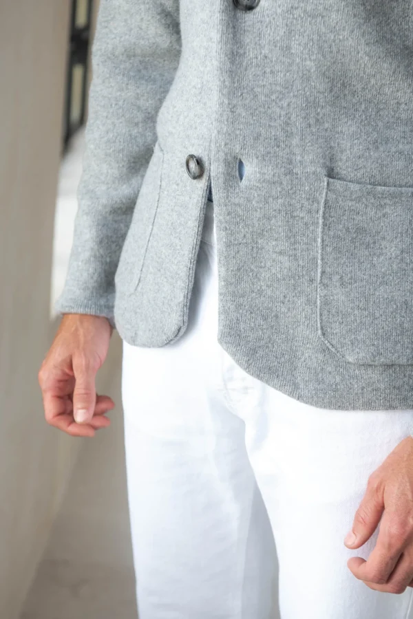 Grey knitted jacket – wool and cashmere – Made in Italy
