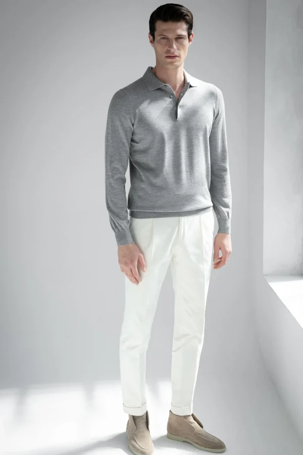 Grey Merino polo – Made in Italy