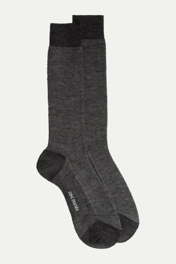 Grey micro fancy short socks - Made in Italy