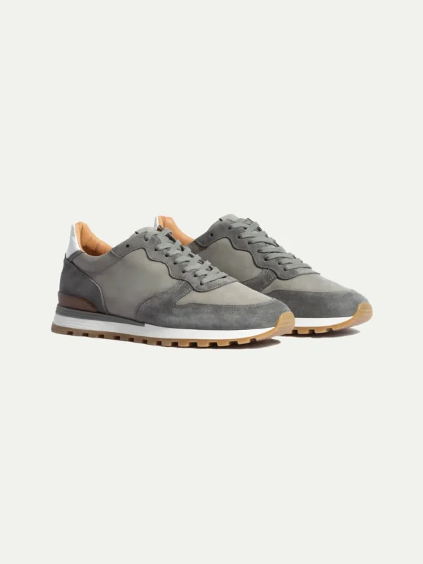 Grey nabuk and suede runners - Made In Italy