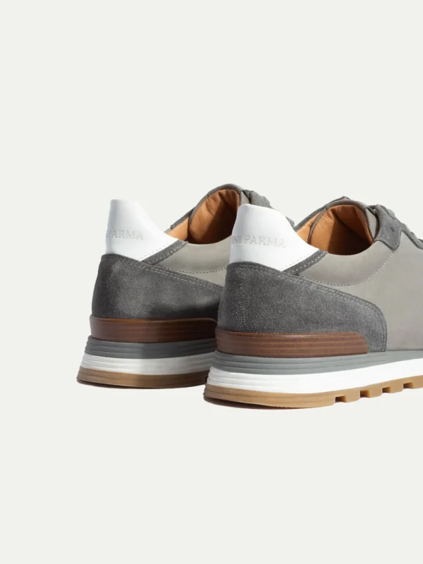 Grey nabuk and suede runners - Made In Italy