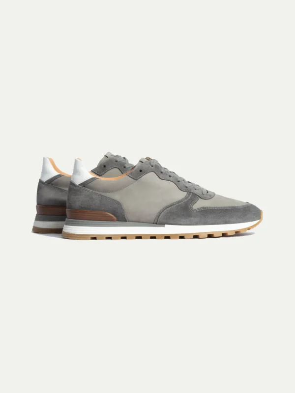 Grey nabuk and suede runners - Made In Italy