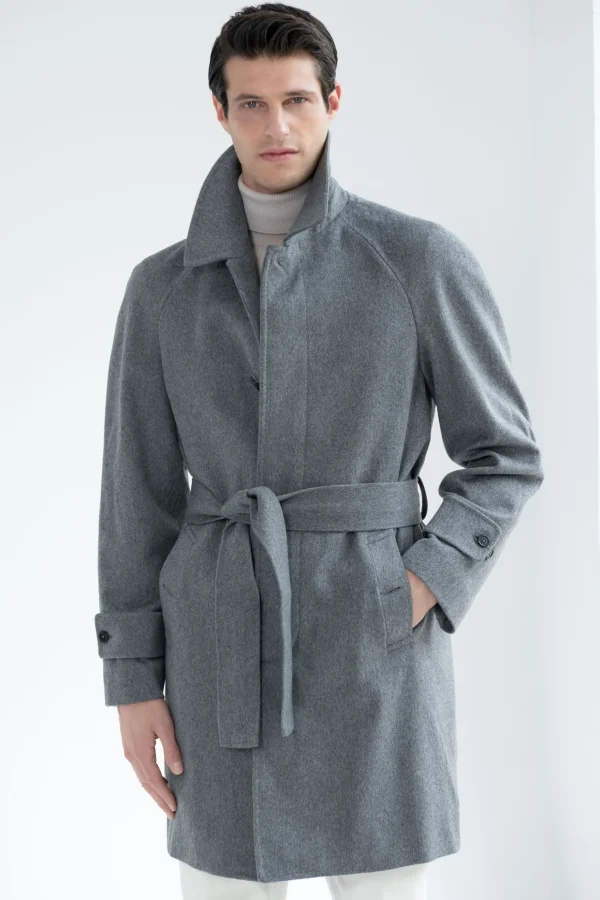 Grey raglan coat – Made in Italy