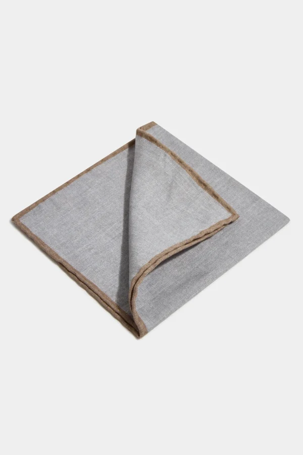Grey reversible pocket square - Made in Italy