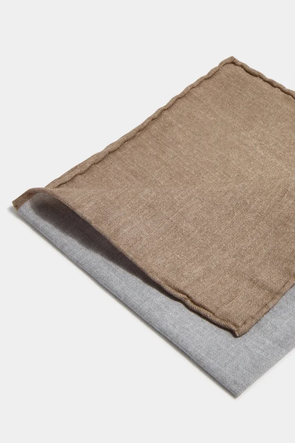 Grey reversible pocket square - Made in Italy