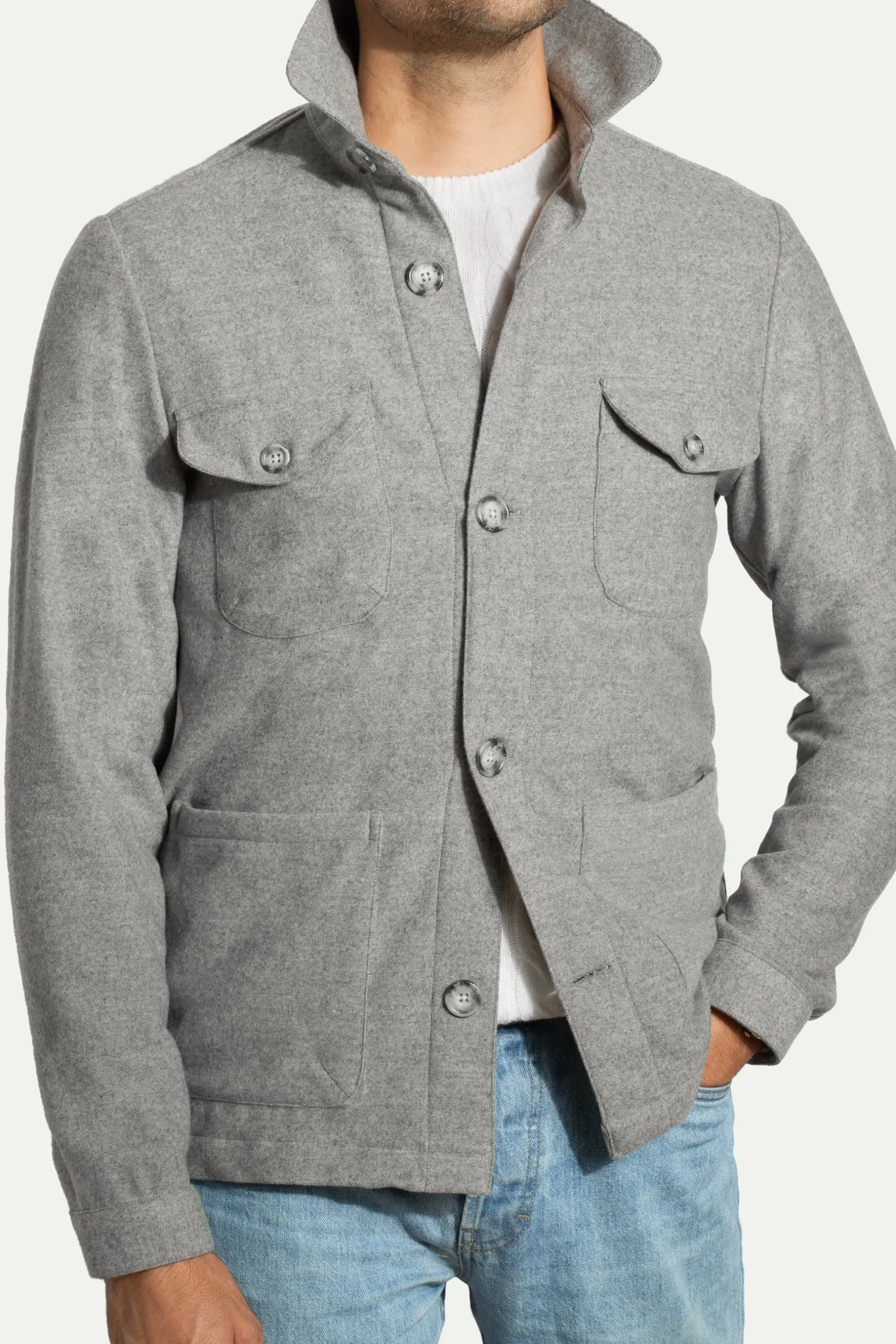 grey_safari_jacket_flanne_1.webp Grey Safari Jacket flannel Super 180s – Made in Italy
