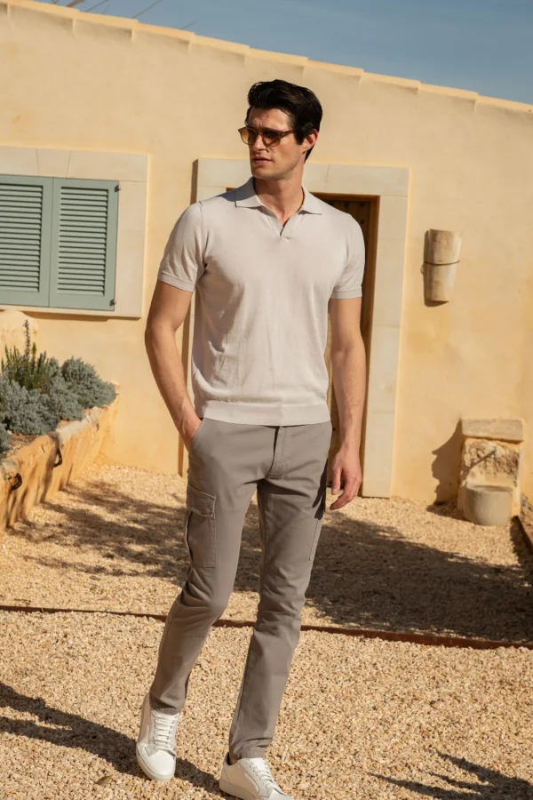 Grey stretch cotton cargo - Made in Italy