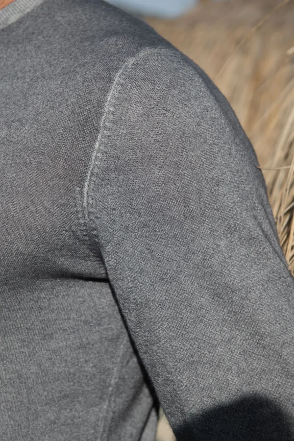 Grey superlight cashmere round neck – Made in italy