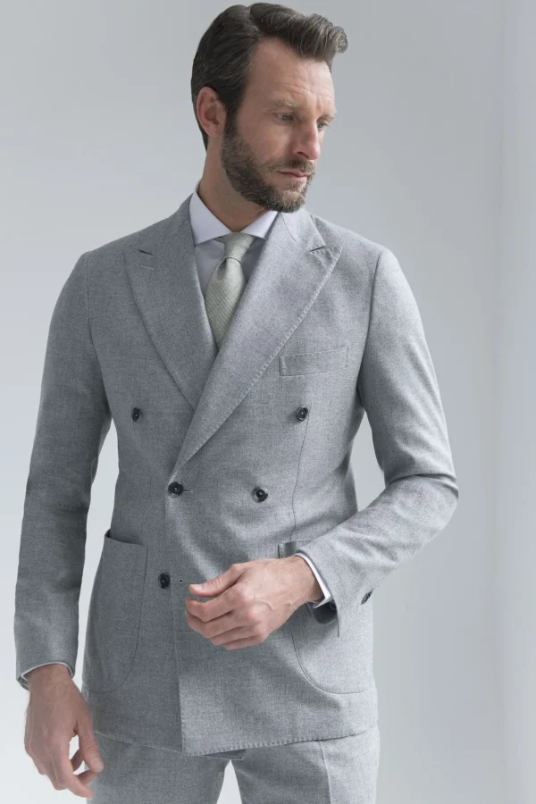Grey wool and cashmere double breasted suit - Made in Italy