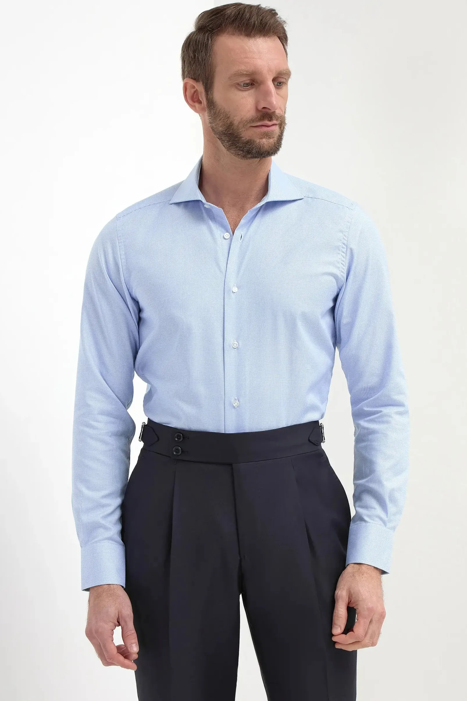 houndstooth_light_blue_sh_2.webp Houndstooth Light Blue Shirt - Made in Italy