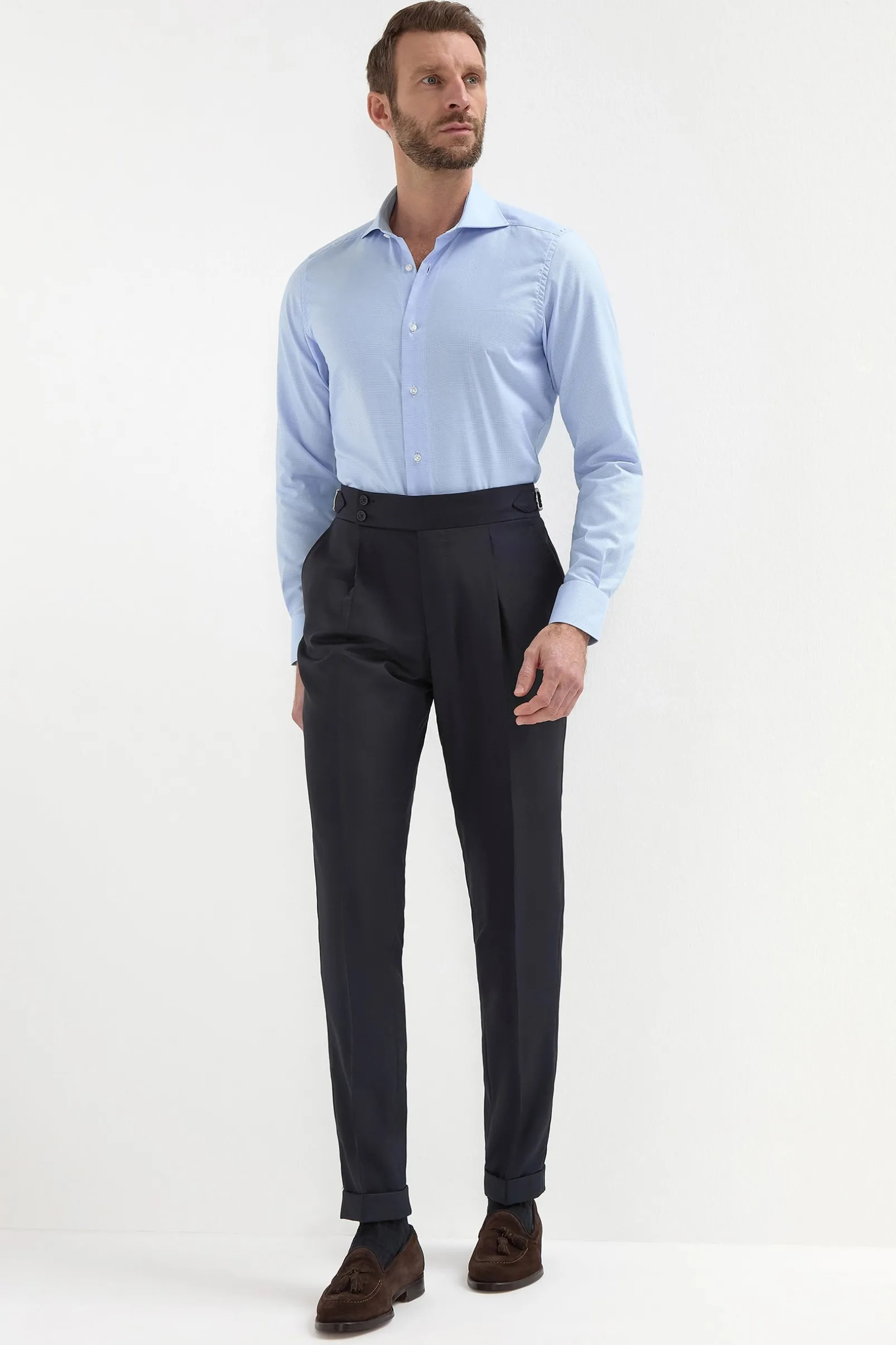 houndstooth_light_blue_sh_5.webp Houndstooth Light Blue Shirt - Made in Italy