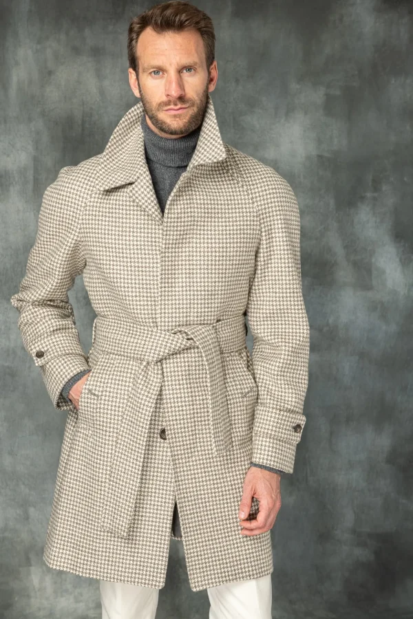 Houndstooth Raglan coat – Made in Italy