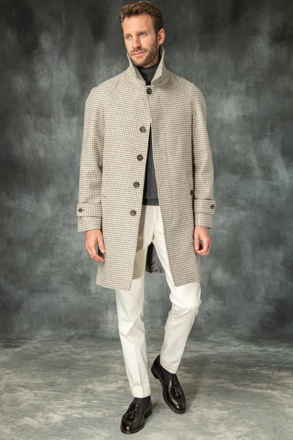Houndstooth Raglan coat – Made in Italy