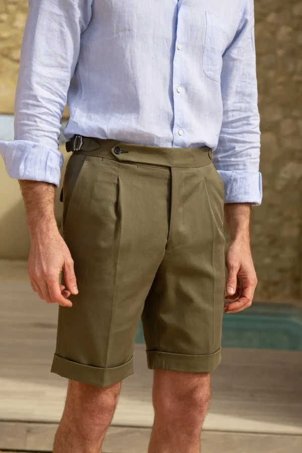 Kaki cotton shorts - Made in Italy
