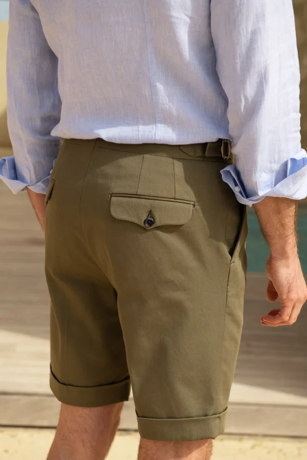 Kaki cotton shorts - Made in Italy