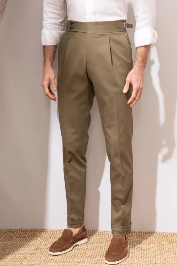 Kaki cotton trousers "Soragna Capsule Collection" - Made in Italy