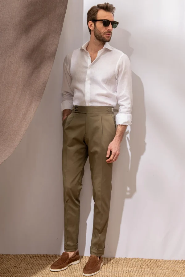 Kaki cotton trousers