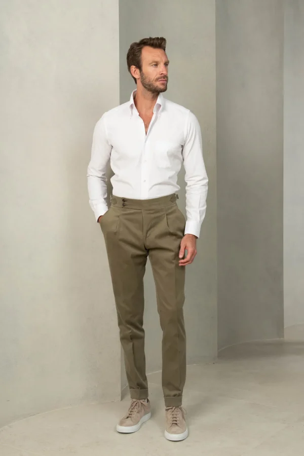 Khaki cotton trousers "Soragna Capsule Collection" - Made in Italy