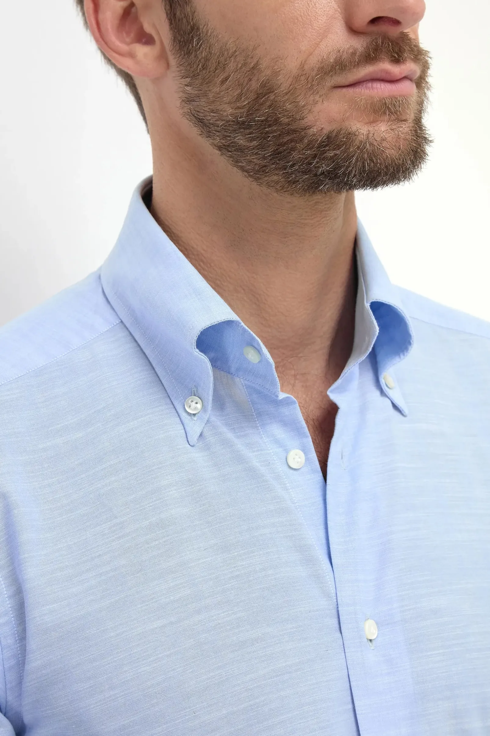 light_blue_bamboo_buttond_3.webp Light blue bamboo button-down shirt "Sartoriale collection" - Made In Italy