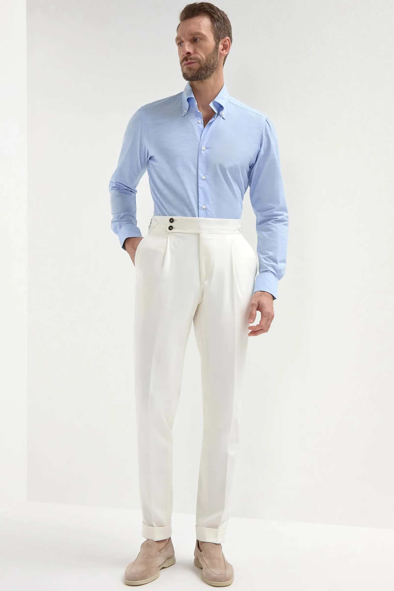 light_blue_bamboo_buttond_5.webp Light blue bamboo button-down shirt "Sartoriale collection" - Made In Italy