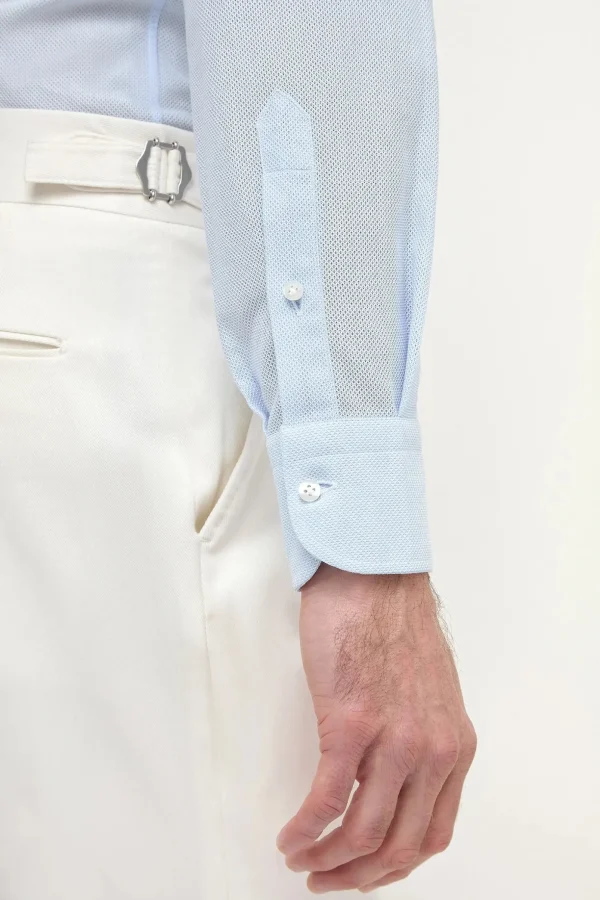 Light blue basketweave shirt - Made in Italy